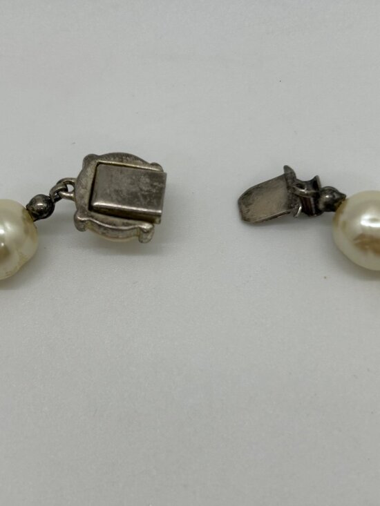 Vintage Faux Baroque Pearl Choker Necklace 15" With Box Clasp Elegant - Picture 15 of 16